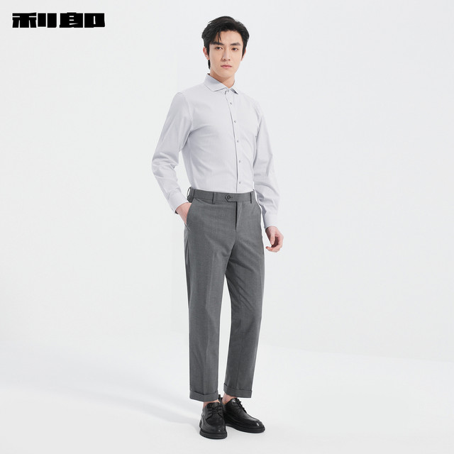 Lilang official DP no-iron yarn-dyed striped long-sleeved shirt