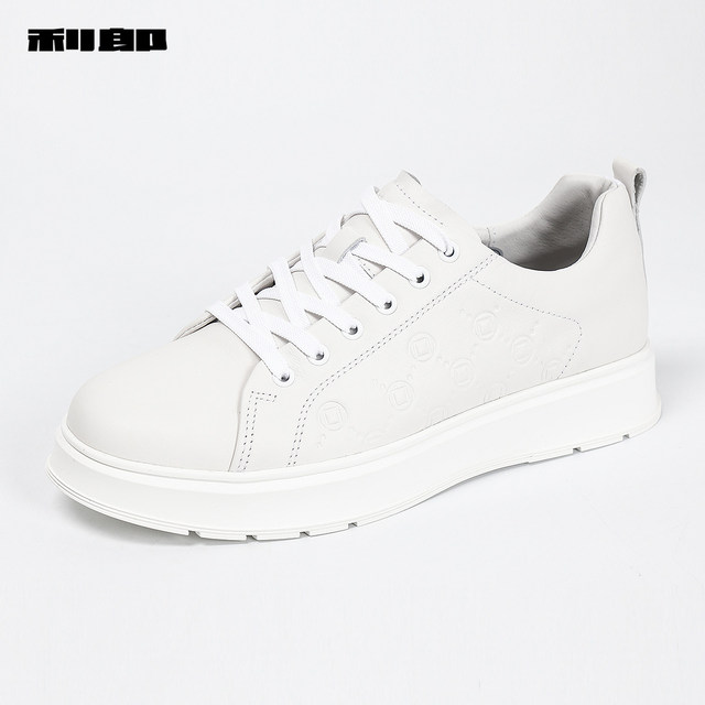 Lilang official cow leather casual sneakers white shoes