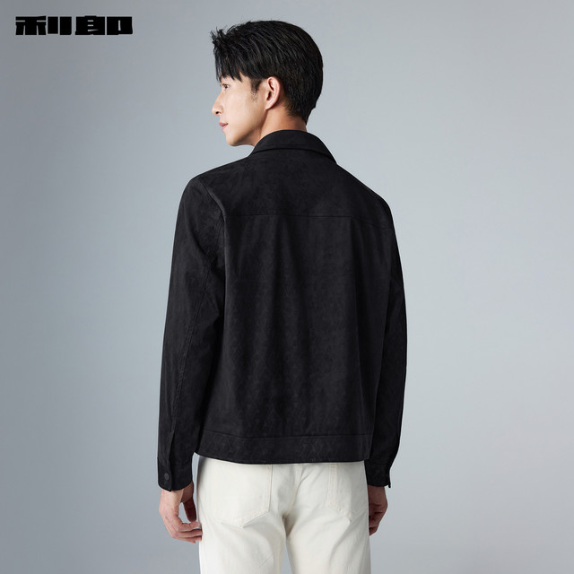 Lilang official faux suede embossed lapel jacket