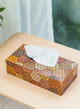 日本箱根寄木细工手工客厅抽纸盒