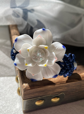 非遗手捏花 陶瓷手链手工花朵手链手绳小众饰品景德镇礼物古风