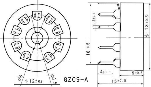 陶瓷小9脚电子管座小九脚管座胆座12AX7 U7 T7 ECC83 PCB安装镀金-图2