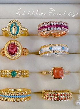 Little Daisy巴洛克轻复古 富贵玫红钻质感超好很有分量开口戒指