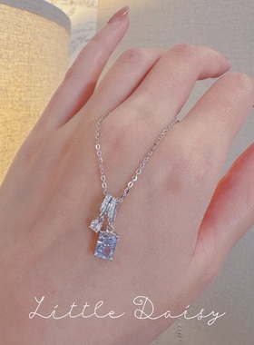 Little Daisy冰花切水色冰蓝高透折射超闪 优雅通体银项链锁骨链