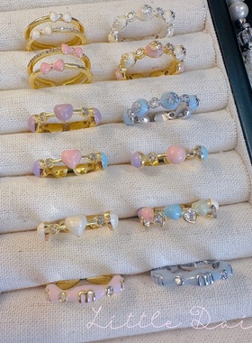 Little Daisy马卡龙奶油色巴黎的甜珐琅彩滴釉温柔开口可调节戒指