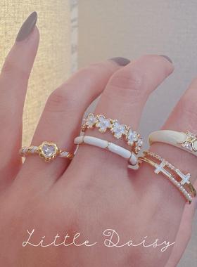 排钻珐琅装饰花朵滴油戒指