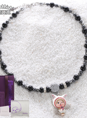 正品萌趣日韩黑色蒙奇锁骨链