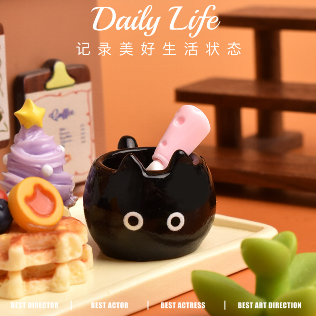 YQT迷你水杯卡通猫咪茶杯仿真陶瓷杯微缩世界场景布置减压玩具,淘宝优惠券,粉丝福利购,淘宝优惠卷