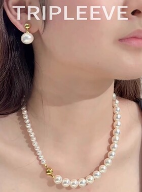 海水澳白珍珠金珠耳环耳坠维纳斯akoya极光天女12mm无耳洞耳夹