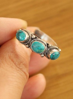 男女藏银绿松石民族手工