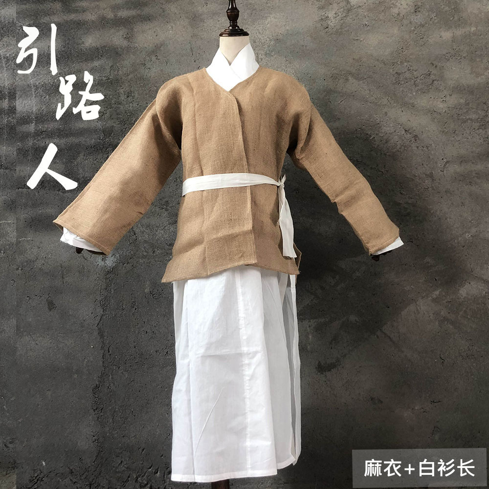 白事麻衣丧服披麻戴孝孝子衣服出殡孝衣葬礼服丧服黄麻丧衣包邮 - 图0