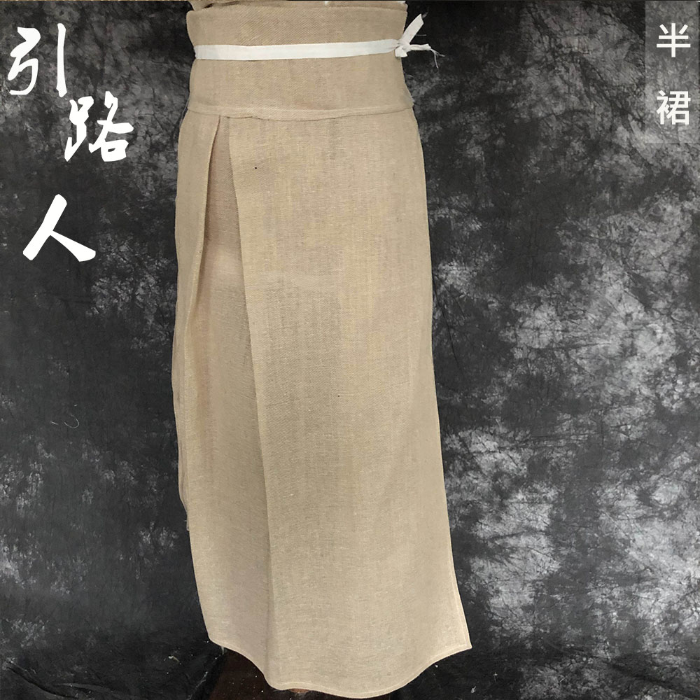 麻衣孝子衣丧服孝衣棉麻短袖短款白衣服丧事白事衣服半裙帽子麻帽 - 图1