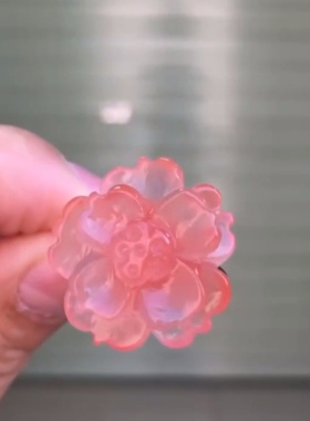 s925银川料南红冰粉色荷花造型戒指22.2×21.5×12.2mm