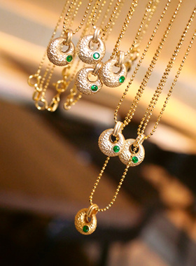 小小钱袋，福气满满，18K金 镶嵌沙弗莱吊坠 赠同款s925银链子