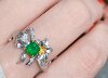 18k gold inlaid with natural Swat emerald ring, 0.52ct emerald, 8.8 diamonds