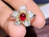 Main stone 0.58ct 18K gold natural unburned ruby ring with diamond 0.37ct total weight 3.7g 14.5 yards