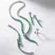 New personalized spirit snake cultivation color treasure set S925 silver inlaid cultivation emerald snake-shaped necklace ring for women
