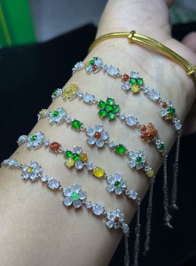 s925银镶嵌天然缅甸料翡翠手链，附权威证书，支持复检