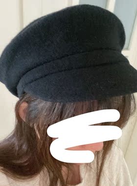 秋冬日系帽子纯羊毛保暖报童帽女