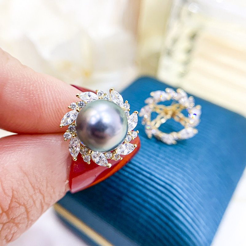 DIY珍珠配件 S925纯银耳钉空托 遮瑕款银饰耳环托女 配9-10mm圆珠,淘宝优惠券,粉丝福利购,淘宝优惠卷