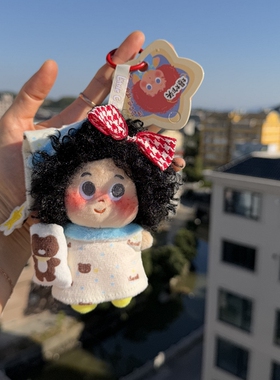 正版嘟嘟可爱黑色卷发包包挂件女生毛绒公仔小玩偶书包挂饰礼物