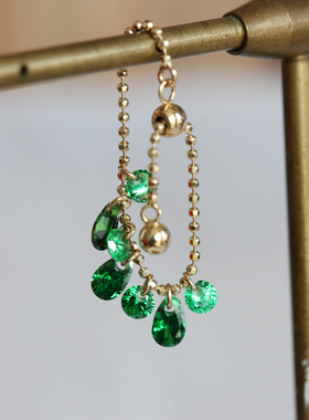 订货无折兔兔纯14K金抽拉戒指可调节 批角珠多坠流苏软戒星光如雨