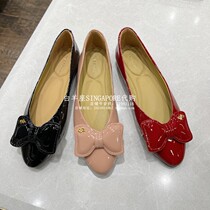 Piazzion Singapores new womens dress soft sheep leather butterfly knot single shoe lacquered leather sweet and flat bottom shoes