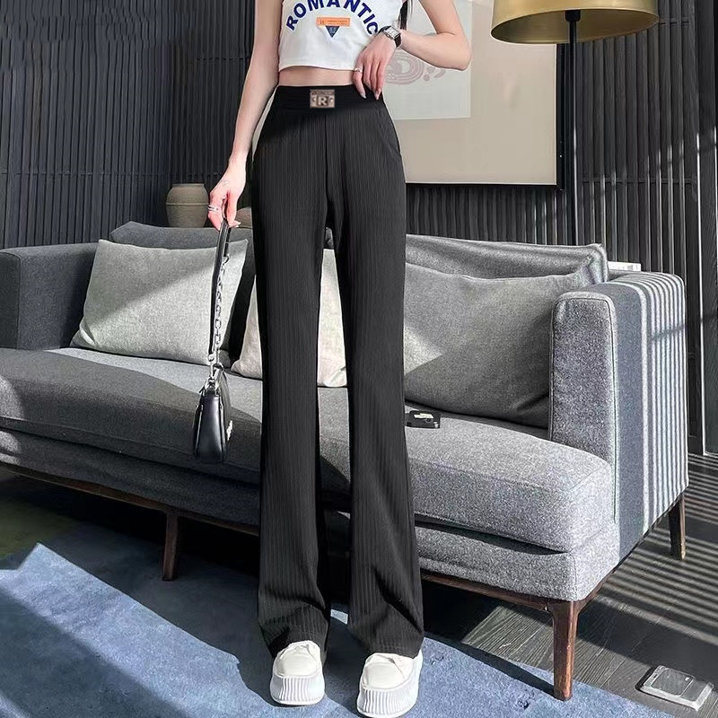 冰丝微喇裤女2024夏季新款垂感显瘦大码宽松阔腿喇叭裤小个子潮凉_菲一般世界_女装/女士精品-第5张图片-提都小院