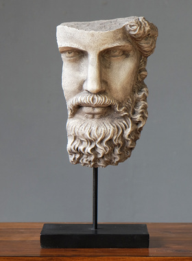 欧式风人脸雕像书房玄关桌面摆件