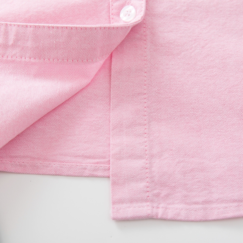 2022春秋季新款小清新娃娃领纯棉牛津纺衬衫女长袖粉色衬衣打底衫 - 图2