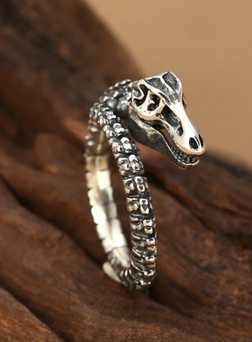 泰银男士复古个性可调节戒指饰品