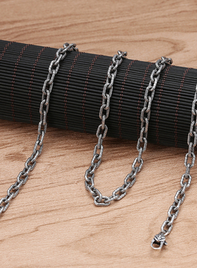 s925纯银六字真言扣头男复古项链