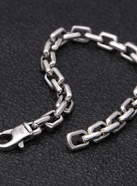 纯银时尚个性风复古方形盒子手链