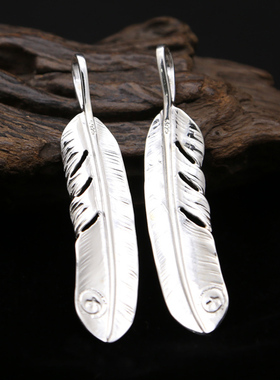 纯银日韩飞鹰羽毛吊坠白色太角链