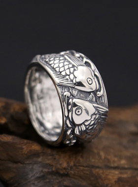 s925纯银饰品宽版戒指大方民族风