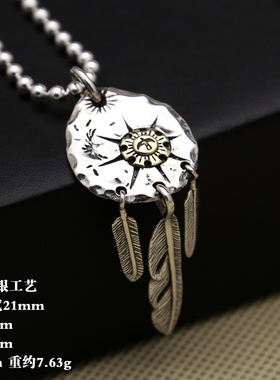时尚印第安羽毛吊坠韩版泰银