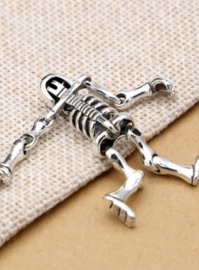 纯银时尚饰品骷髅头吊坠朋克韩版