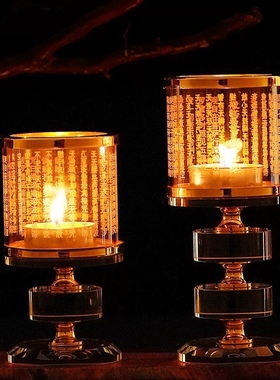 大悲咒佛前供灯烛台摆件水晶莲花