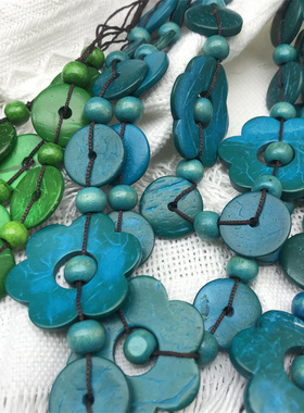 necklace沙滩木质项链棉麻风复古