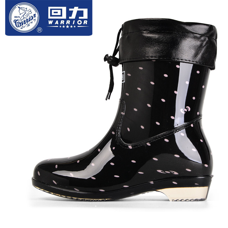 上海回力雨鞋女中筒防滑防水胶鞋加绒保暖短筒