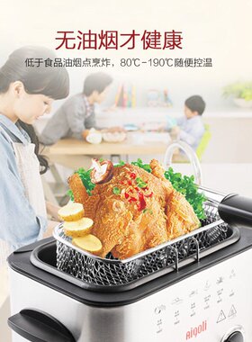新品电炸锅家用电k炸炉小油锅控温薯条机多功能油炸锅控时油炸机