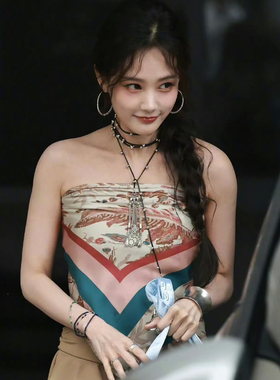 李一桐同款项链女波西米亚民族风腰链甜酷辣妹铆钉吊坠长款毛衣链