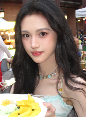 沈羽洁同款项链复古花朵串珠项链甜美波西米亚度假风choker锁骨链