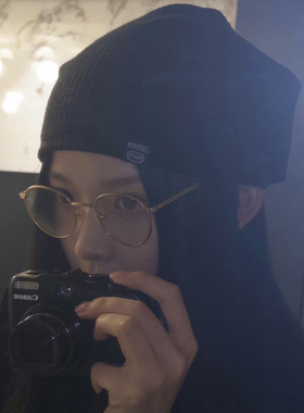 张淼怡同款黑色堆堆帽