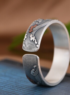 鲤鱼跃龙门手镯999足银精致男款