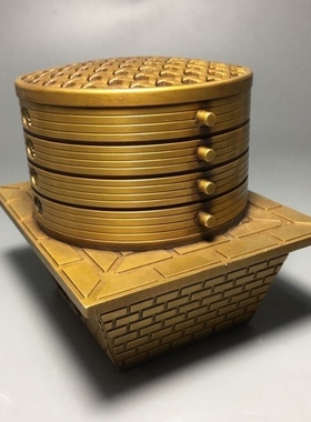 古玩黄铜蒸蒸日上熏香炉老灶台倒流香茶道香道招财进宝家用摆件