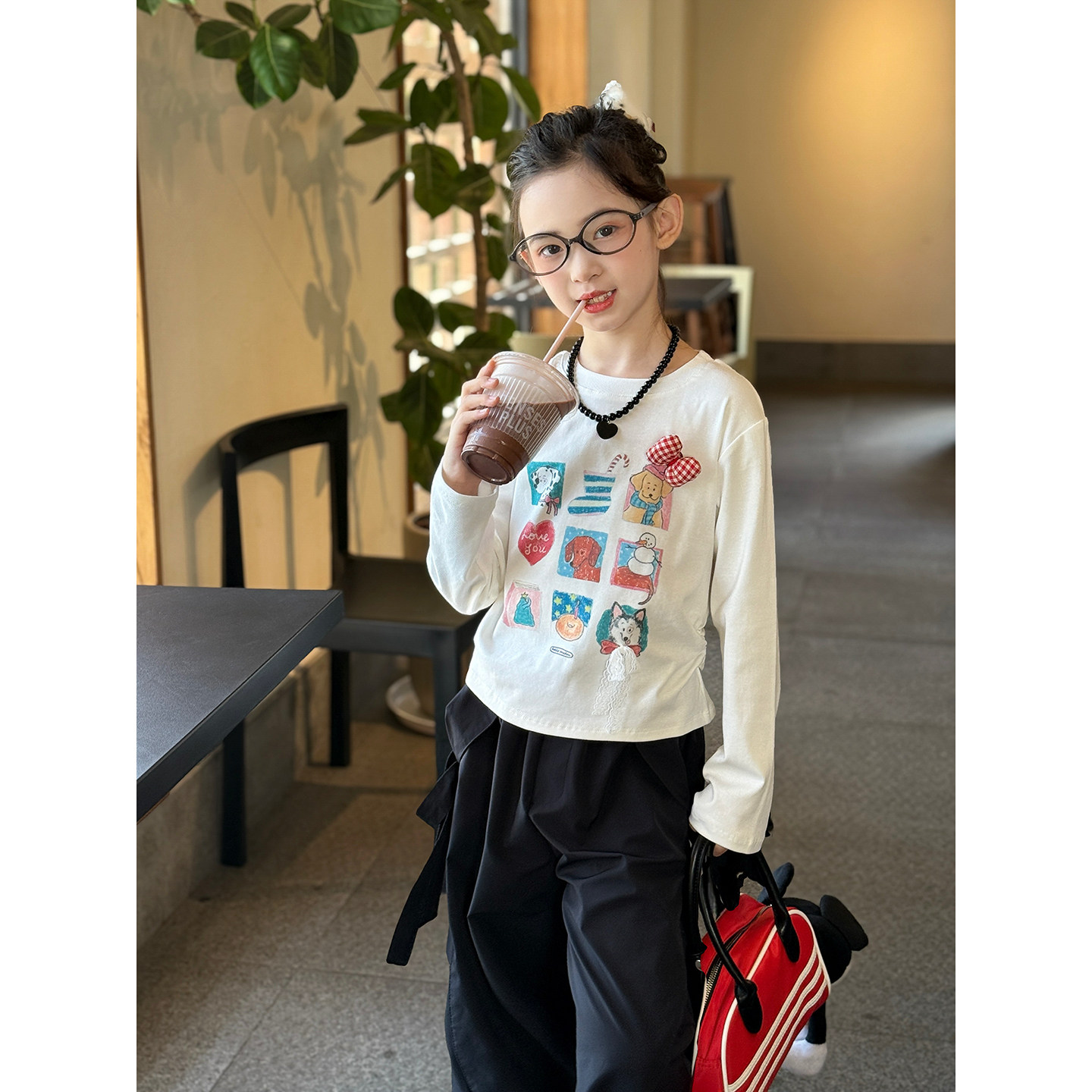 女童T恤2025秋季新款儿童卡通可爱长袖上衣中大童打底衫洋气百搭,淘宝优惠券,粉丝福利购,淘宝优惠卷