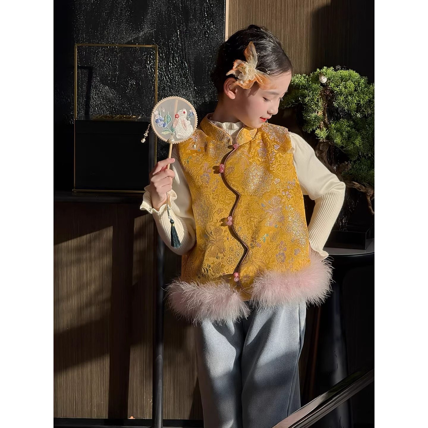 女童汉服拜年服2025冬季新款儿童新中式夹棉马甲外套唐装国风背心,淘宝优惠券,粉丝福利购,淘宝优惠卷