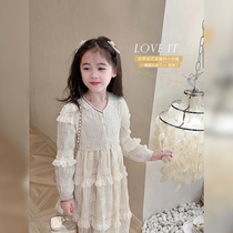 Girls dress Loretta princess Loretta princess dress little girl autumn clothes 2023 new autumn models girl foreign pistachio fashion dresses