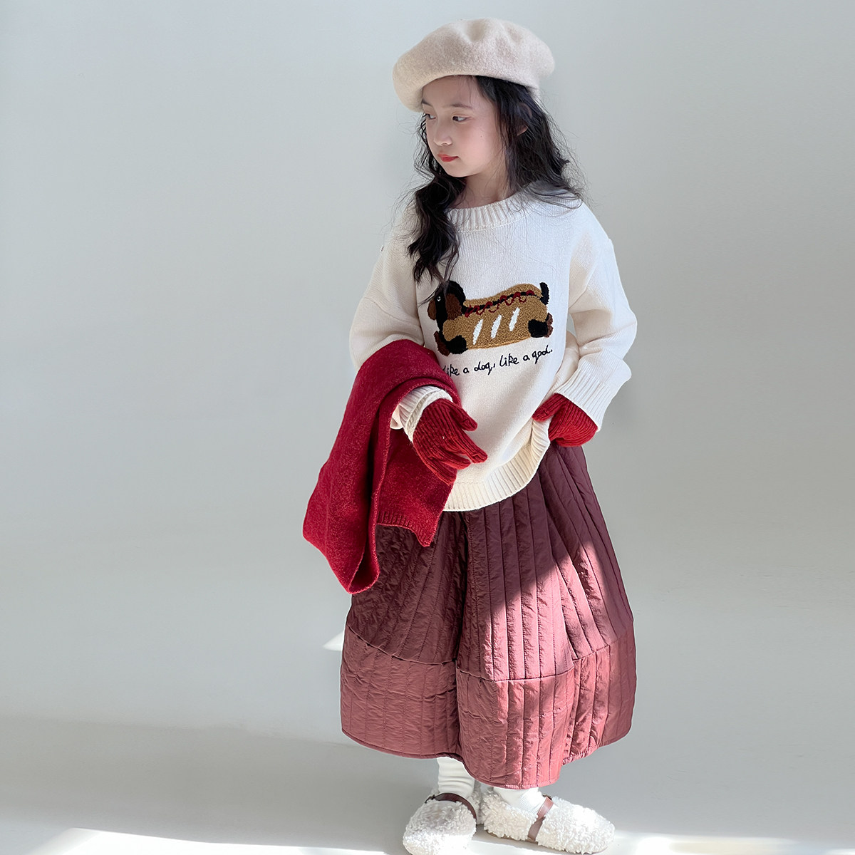 女童半身裙2024冬季新款儿童洋气百搭加厚中长款裙子宝宝公主裙,淘宝优惠券,粉丝福利购,淘宝优惠卷